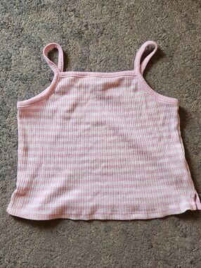 Old Navy Pink and White Ribbed Stripe Tank